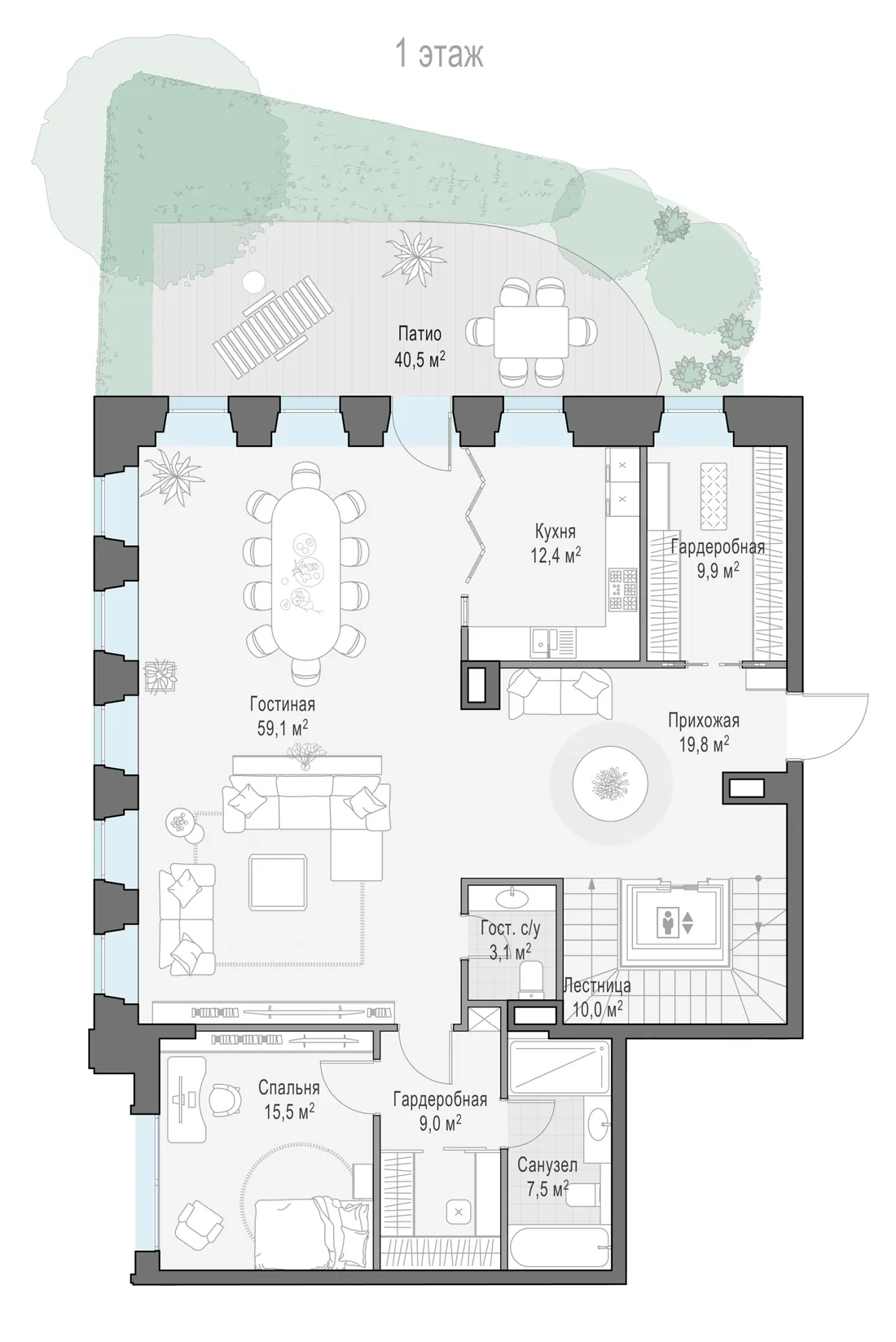 Планировка: Пятикомнатная квартира 505 м² в «Обыденский №1»